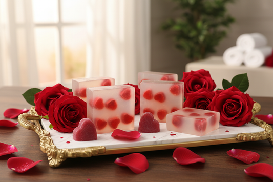 Herbal Heart Soaps – Tray with Roses & Soap Hearts